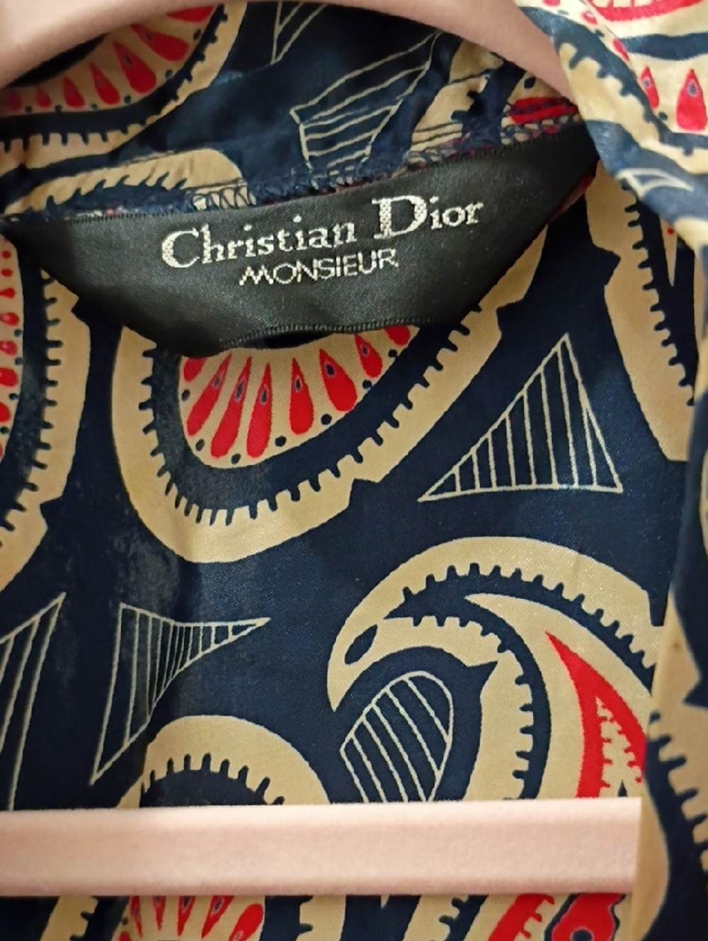 Christian Dior Monsieur Navy, Beige & Red Paisley Silk Robe